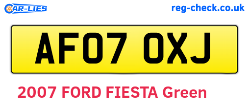 AF07OXJ are the vehicle registration plates.
