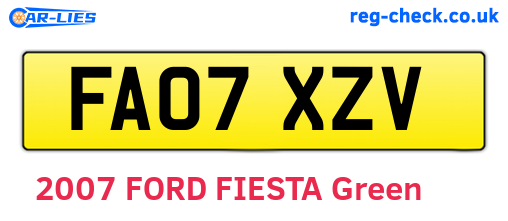 FA07XZV are the vehicle registration plates.