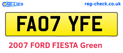FA07YFE are the vehicle registration plates.