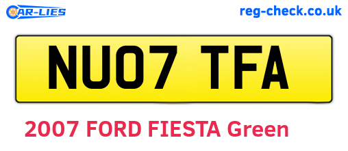 NU07TFA are the vehicle registration plates.