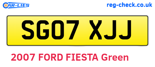 SG07XJJ are the vehicle registration plates.