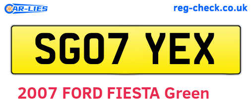 SG07YEX are the vehicle registration plates.