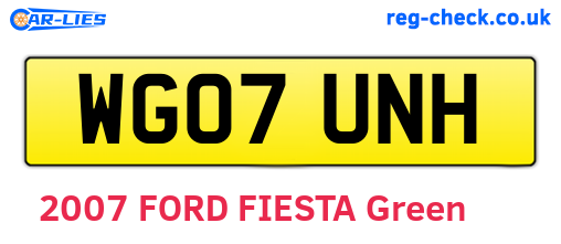 WG07UNH are the vehicle registration plates.