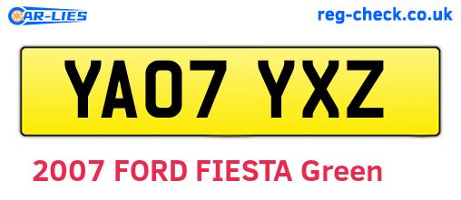 YA07YXZ are the vehicle registration plates.
