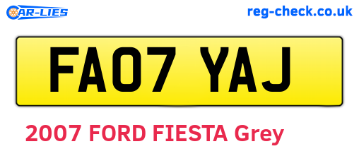 FA07YAJ are the vehicle registration plates.