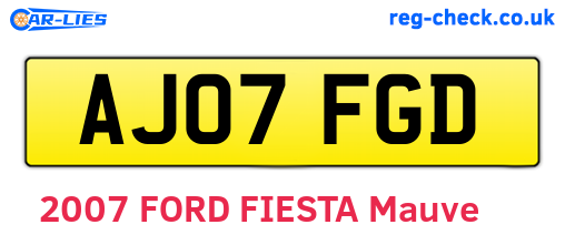 AJ07FGD are the vehicle registration plates.