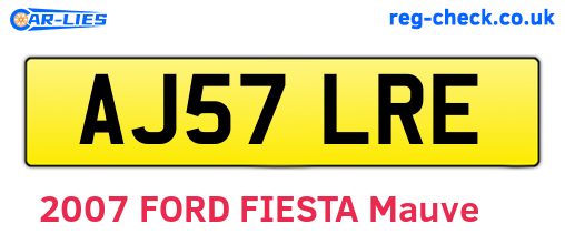 AJ57LRE are the vehicle registration plates.