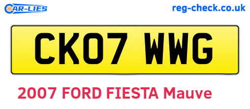CK07WWG are the vehicle registration plates.