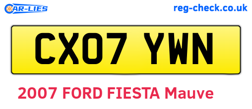 CX07YWN are the vehicle registration plates.