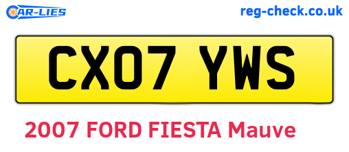 CX07YWS are the vehicle registration plates.