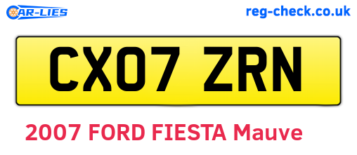 CX07ZRN are the vehicle registration plates.