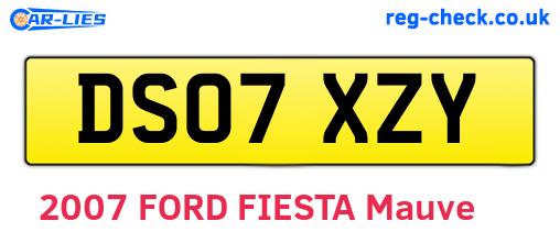 DS07XZY are the vehicle registration plates.