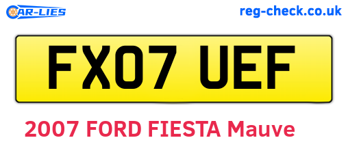FX07UEF are the vehicle registration plates.