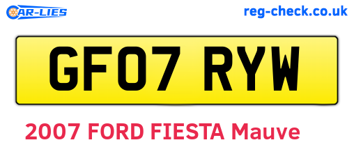 GF07RYW are the vehicle registration plates.