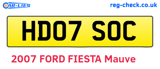 HD07SOC are the vehicle registration plates.