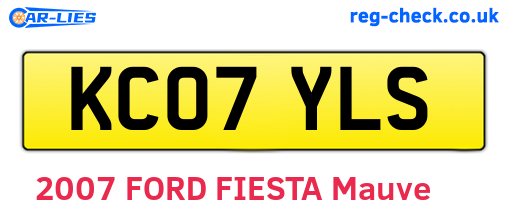 KC07YLS are the vehicle registration plates.