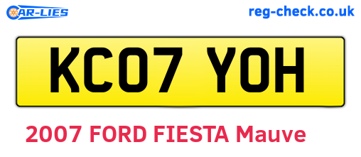KC07YOH are the vehicle registration plates.