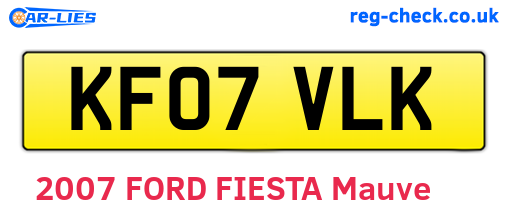 KF07VLK are the vehicle registration plates.