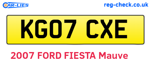 KG07CXE are the vehicle registration plates.