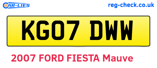 KG07DWW are the vehicle registration plates.