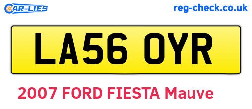 LA56OYR are the vehicle registration plates.