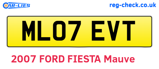 ML07EVT are the vehicle registration plates.