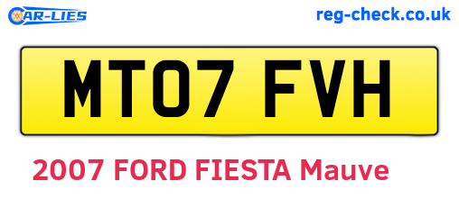 MT07FVH are the vehicle registration plates.