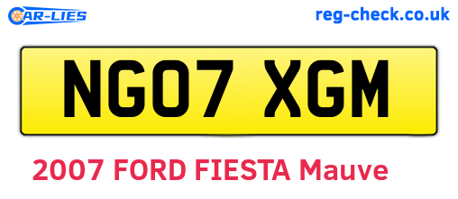 NG07XGM are the vehicle registration plates.