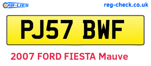 PJ57BWF are the vehicle registration plates.