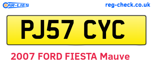 PJ57CYC are the vehicle registration plates.