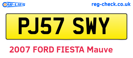 PJ57SWY are the vehicle registration plates.