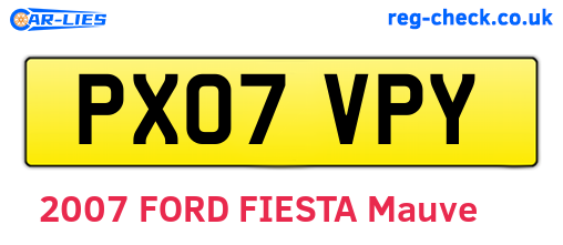 PX07VPY are the vehicle registration plates.