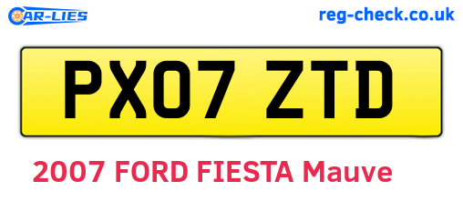 PX07ZTD are the vehicle registration plates.