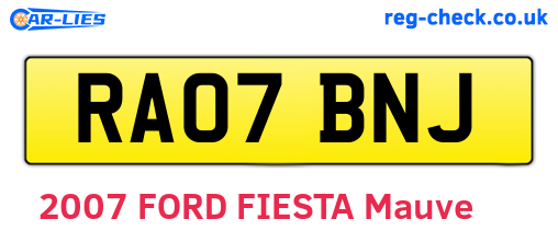 RA07BNJ are the vehicle registration plates.
