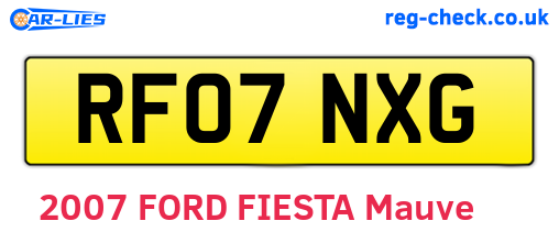 RF07NXG are the vehicle registration plates.