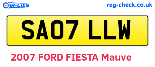 SA07LLW are the vehicle registration plates.