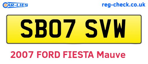 SB07SVW are the vehicle registration plates.