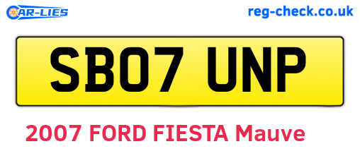 SB07UNP are the vehicle registration plates.