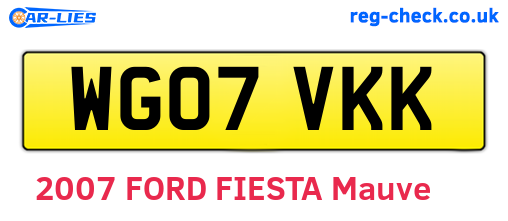 WG07VKK are the vehicle registration plates.