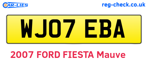WJ07EBA are the vehicle registration plates.