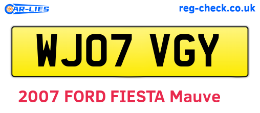 WJ07VGY are the vehicle registration plates.