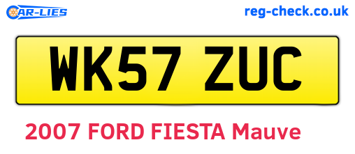 WK57ZUC are the vehicle registration plates.