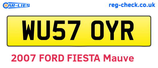 WU57OYR are the vehicle registration plates.