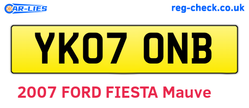 YK07ONB are the vehicle registration plates.