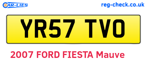 YR57TVO are the vehicle registration plates.