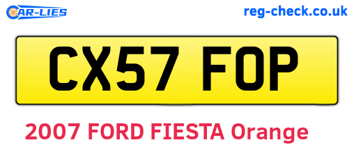 CX57FOP are the vehicle registration plates.