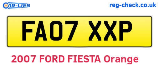FA07XXP are the vehicle registration plates.