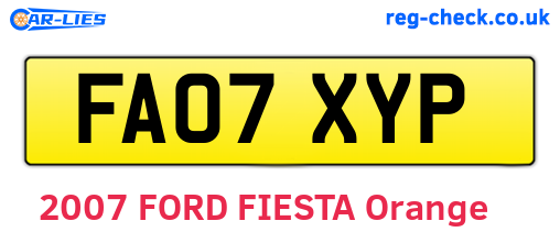FA07XYP are the vehicle registration plates.