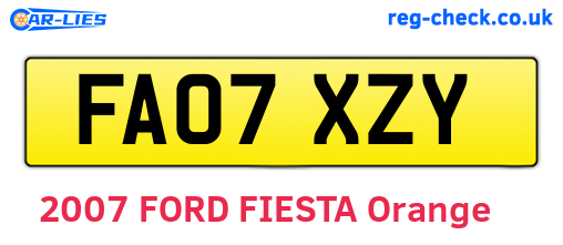FA07XZY are the vehicle registration plates.