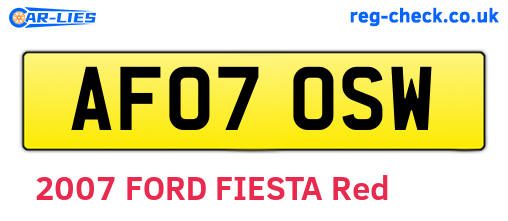 AF07OSW are the vehicle registration plates.